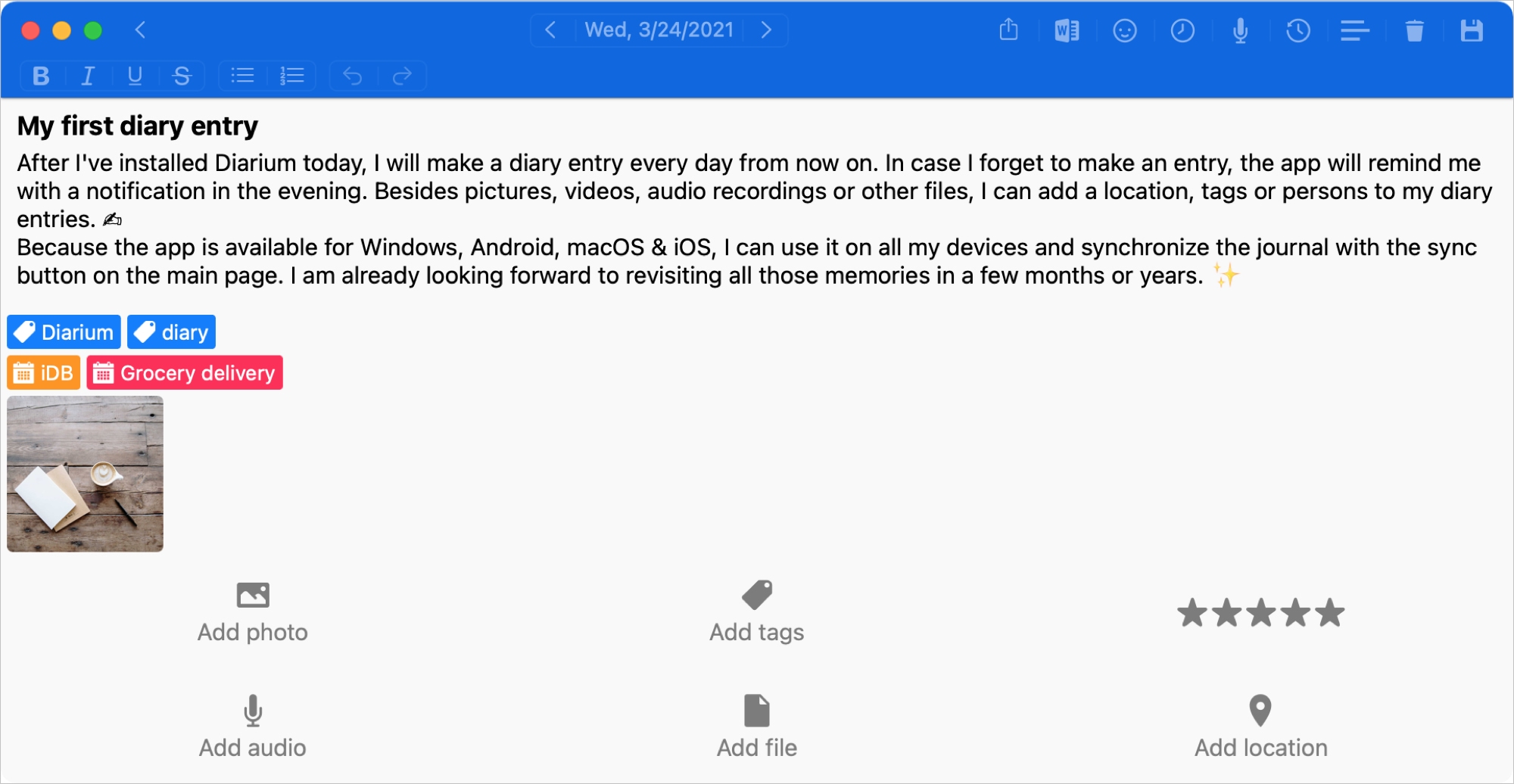 diary writing app for laptop mac free